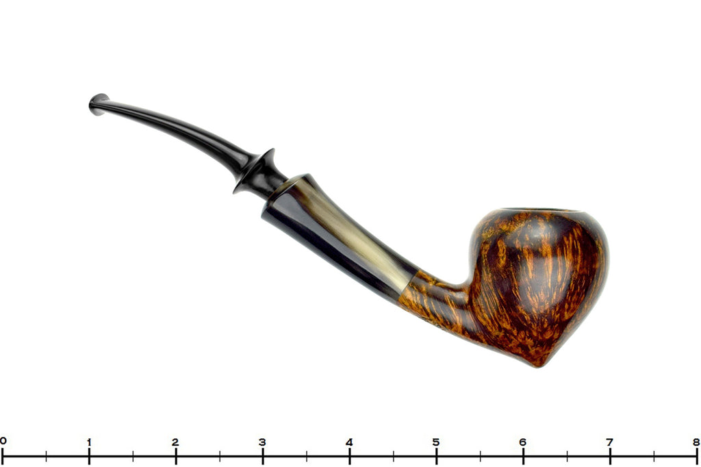 Blue Room Briars is proud to present this George Boyadjiev Pipe 824 Grade A Bent Acorn with Buffalo Horn Shank