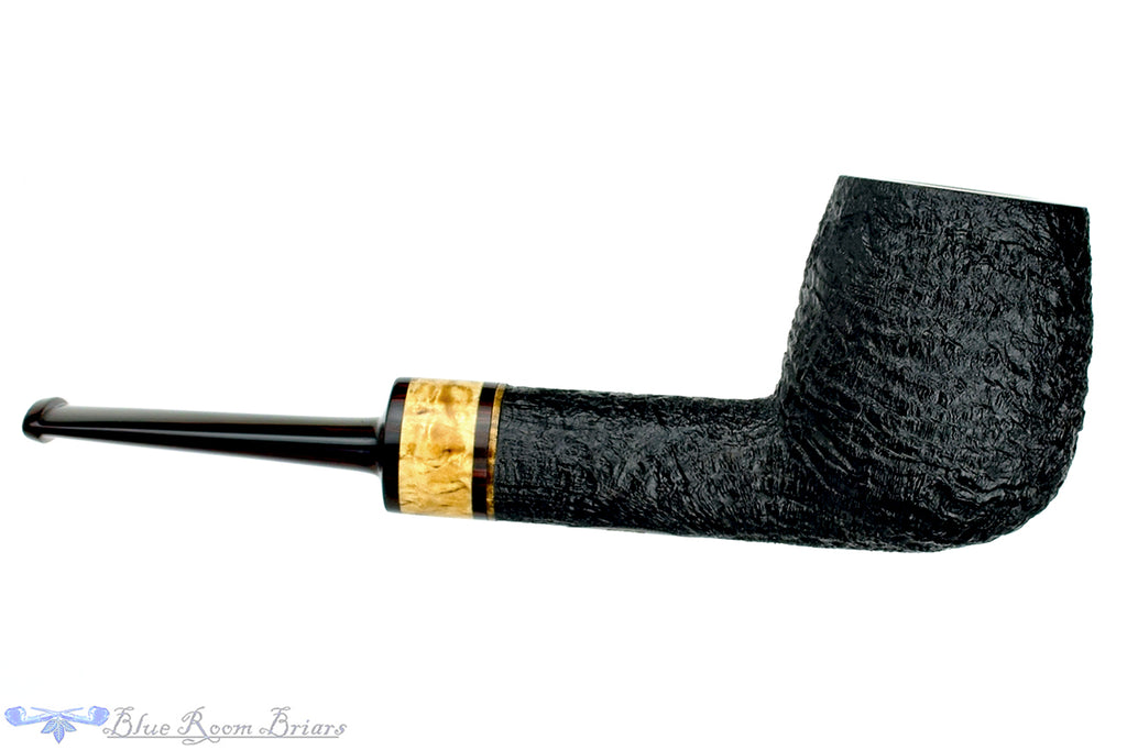 Blue Room Briars is proud to present this Jerry Crawford Pipe Black Blast Billiard with Masur Birch and Brindle