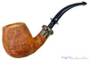 Blue Room Briars is proud to present this Ron Powell Pipe 1/4 Bent Tan Blast Brandy with Sand Brindle Ebonite Ferrule