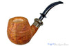 Blue Room Briars is proud to present this Ron Powell Pipe 1/4 Bent Tan Blast Brandy with Sand Brindle Ebonite Ferrule