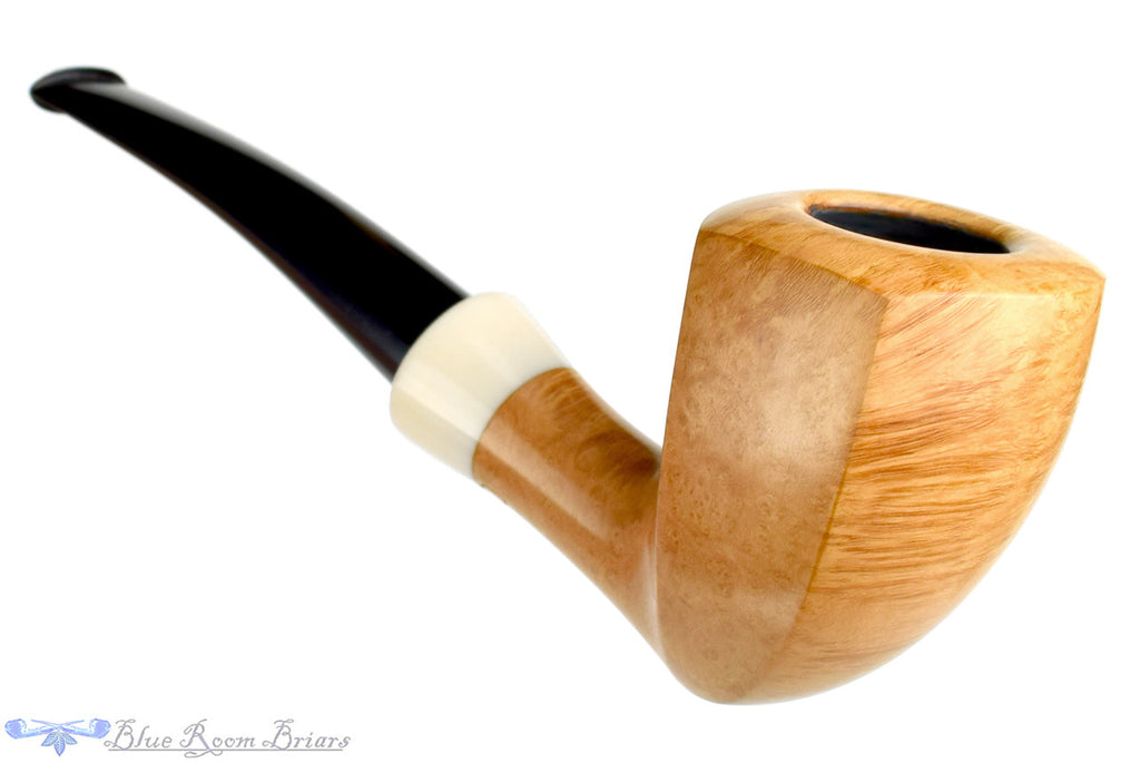 Blue Room Briars, Charl Goussard Pipe 1/8 Bent Pale Elephant's Foot with Acrylic, smooth, pale, perfect, taper, tapered stem, black stem, south africa, south african, natural finish