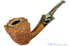 Blue Room Briars is proud to present this Nate King Pipe 679 Bent Ring Blast Paneled Dublin with Brindle and Plateau