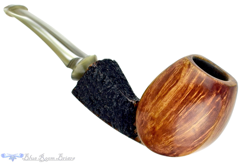Blue Room Briars is proud to present this Ron Smith Pipe "Edward" Bent Partial Rusticated Panel Billiard